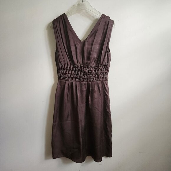CALYPSO ST. BARTH | Silk dress v-neck smocked brown sz S - Picture 6 of 6